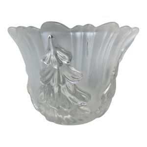 Mikasa "Winter Dreams" Crystal Candle Holder Votive Frosted Small Holiday Winter
